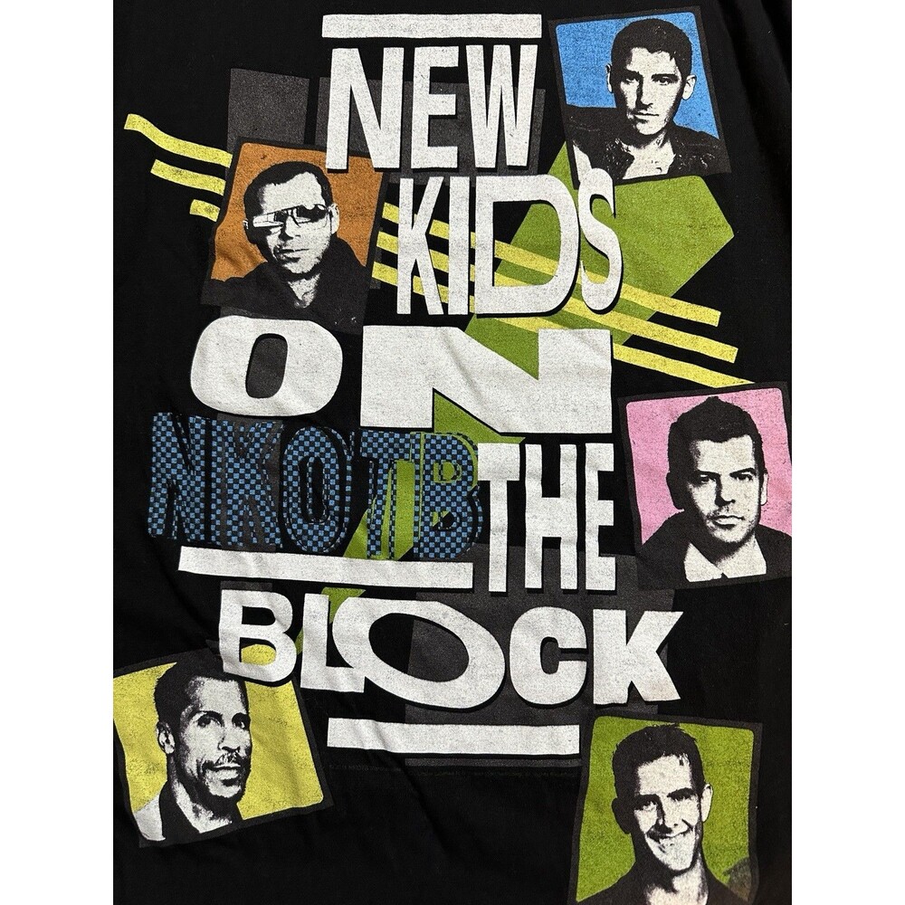 NKOTB New Kids On The Block Black T Shirt Mens L Block Nation On Sleeve Unisex - Picture 8 of 8